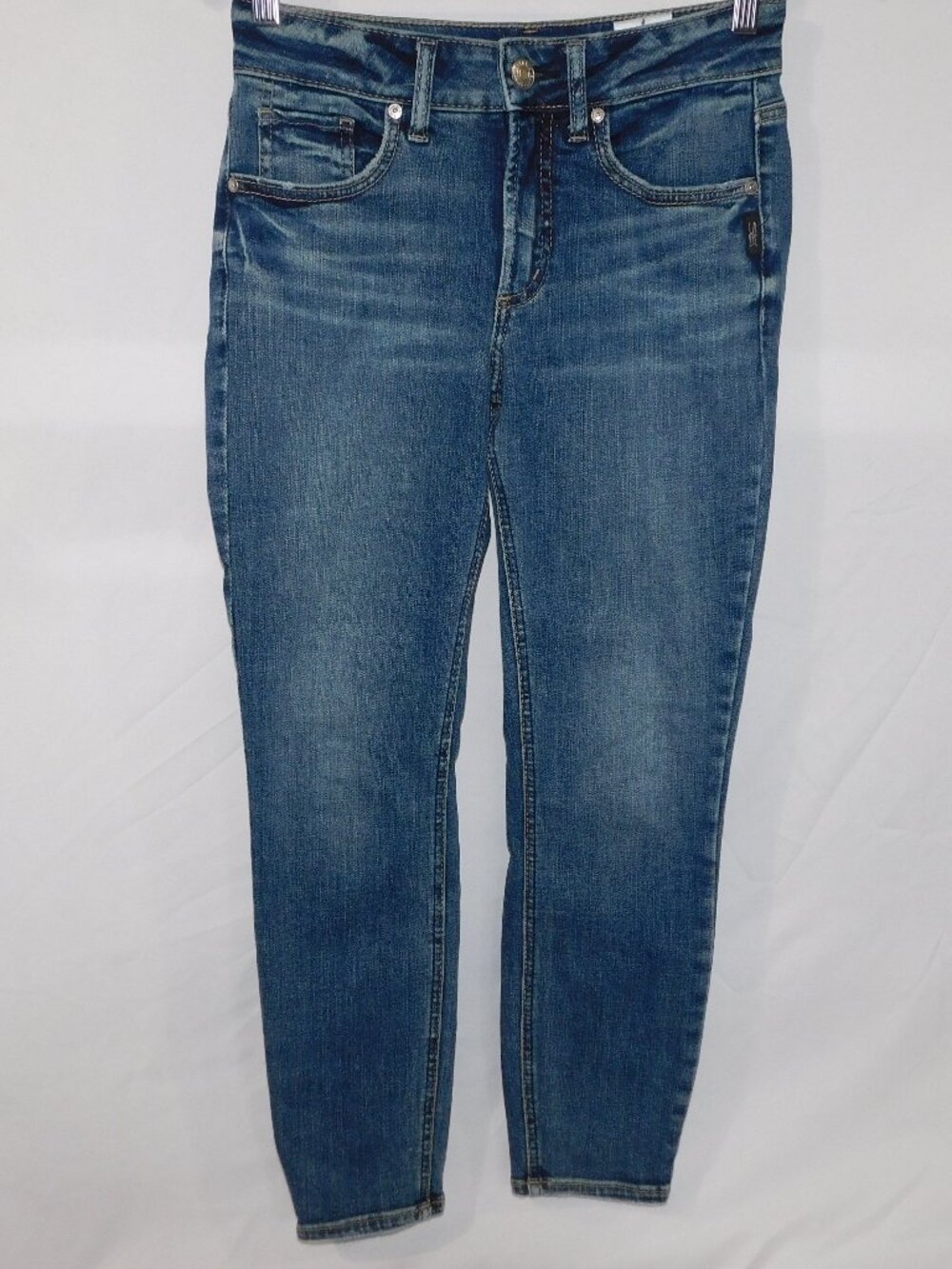 Silver Jeans Co. Suki Skinny Crop Mid Rise Medium Wash Blue Jeans Womens 26 x 26